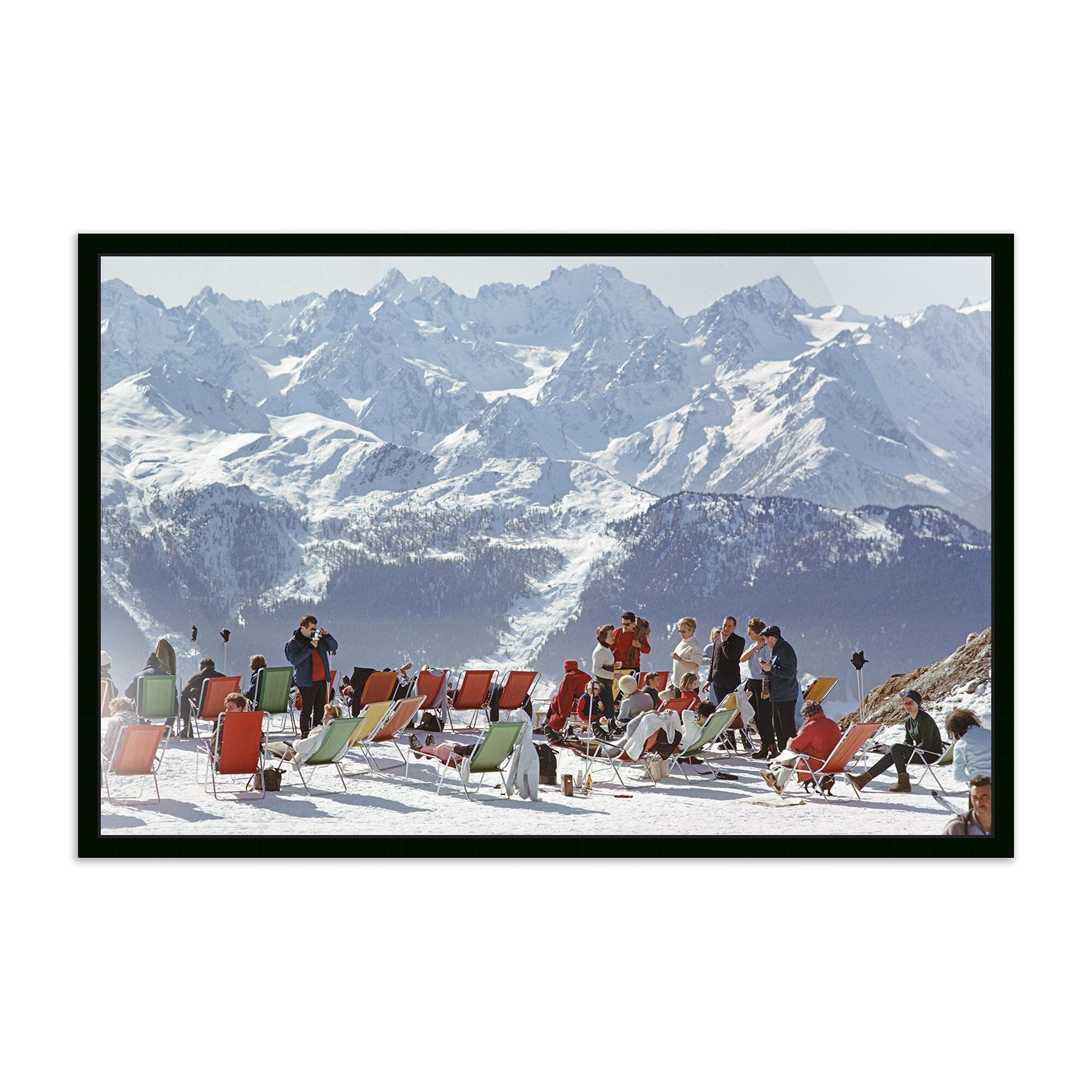 Lounging In Verbier by Slim Aarons - Black Maple Floater - Image 0