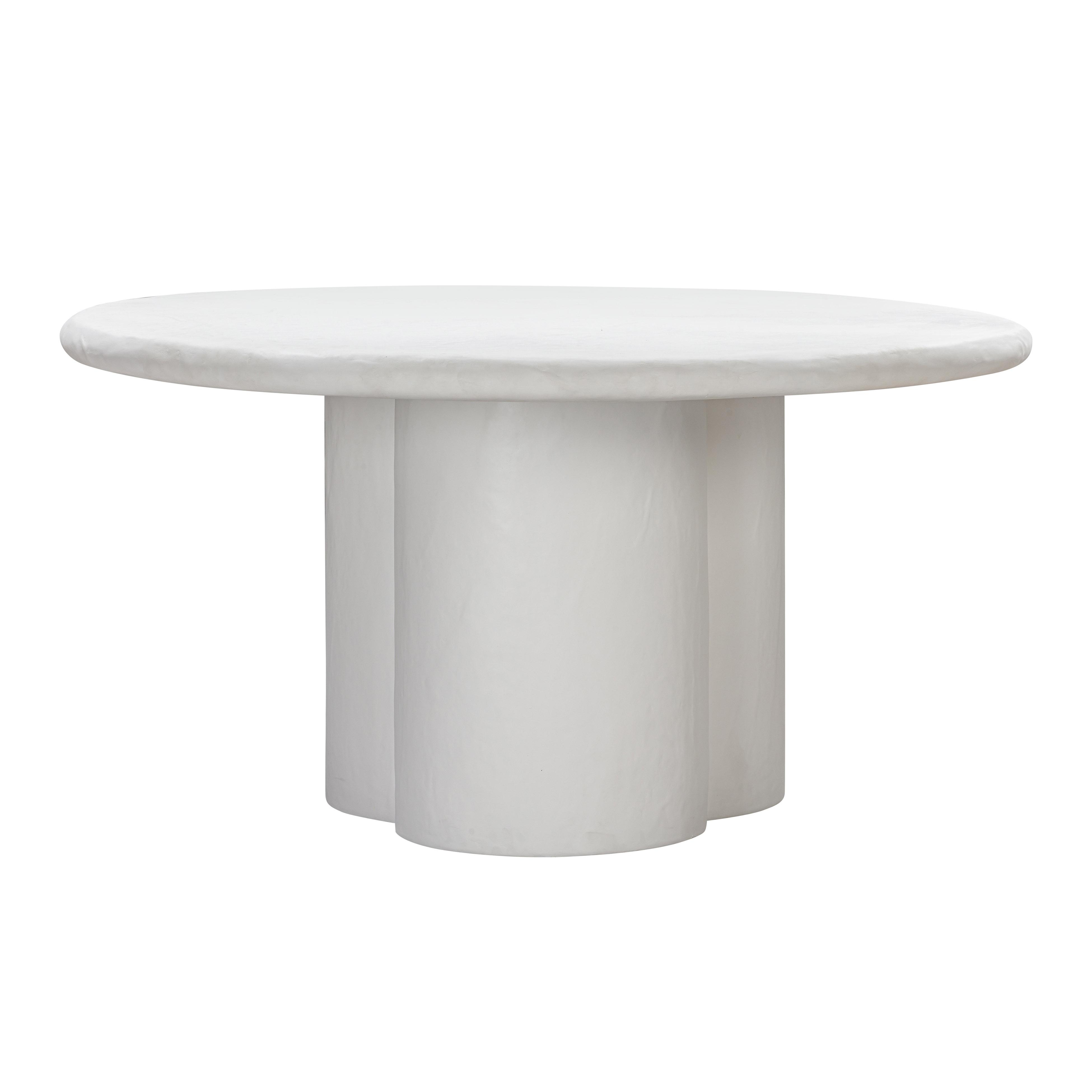 Elika White Faux Plaster Round Dining Table - Image 2