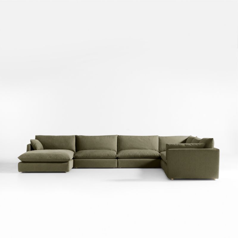Unwind Modular 6-Piece L-Shaped Slipcovered Sectional Sofa with Chaise Lounge - Image 2