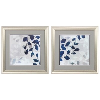 Brushed Silver Frame Leaves In The Mist - 2 Piece Picture Frame Painting Print Set - Image 0