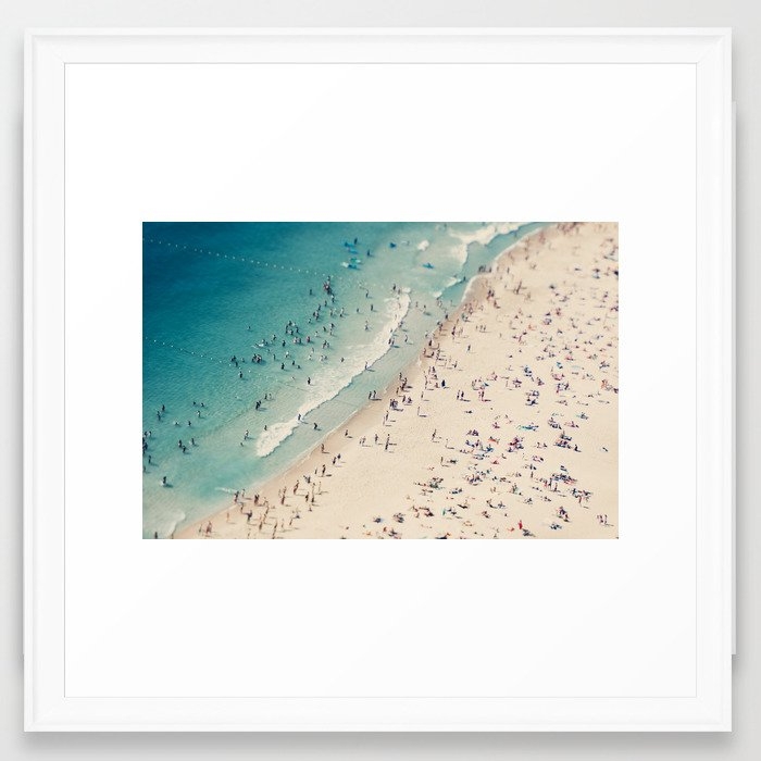 Aerial Beach Love Print - Aerial Ocean Sea Photography By Ingrid Beddoes Framed Art Print by Ingrid Beddoes Photography - Scoop White - Medium(Gallery) 20" x 20"-22x22 - Image 0