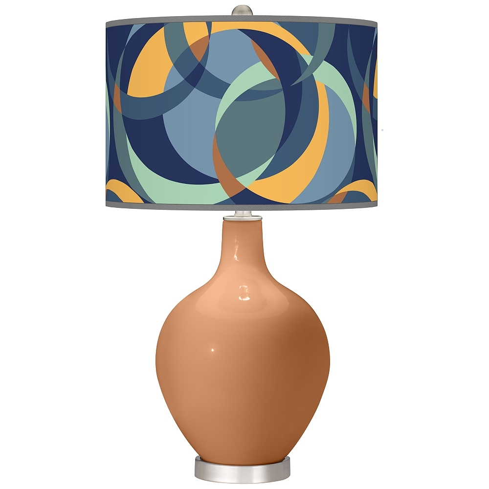 Color Plus Ovo 28 1/2" Drifting Circles Shade Burnt Almond Brown Lamp - Image 0