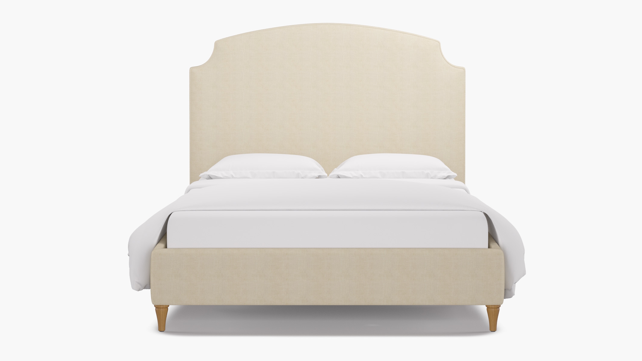 Cove Bed, Talc Everyday Linen, Natural Traditional Turned Leg, Queen - Image 0