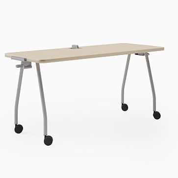 Steelcase Verb Rectangular Table, 30"x60", Wheels, Center Board, Winter on Maple, Black - Image 1