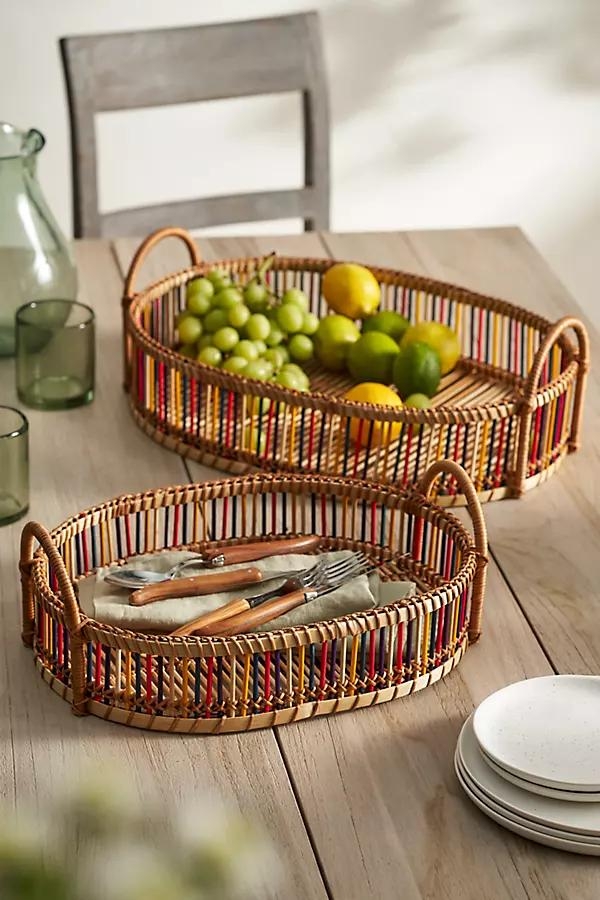 Colorful Bamboo Nesting Trays, Set of 2 - Image 0