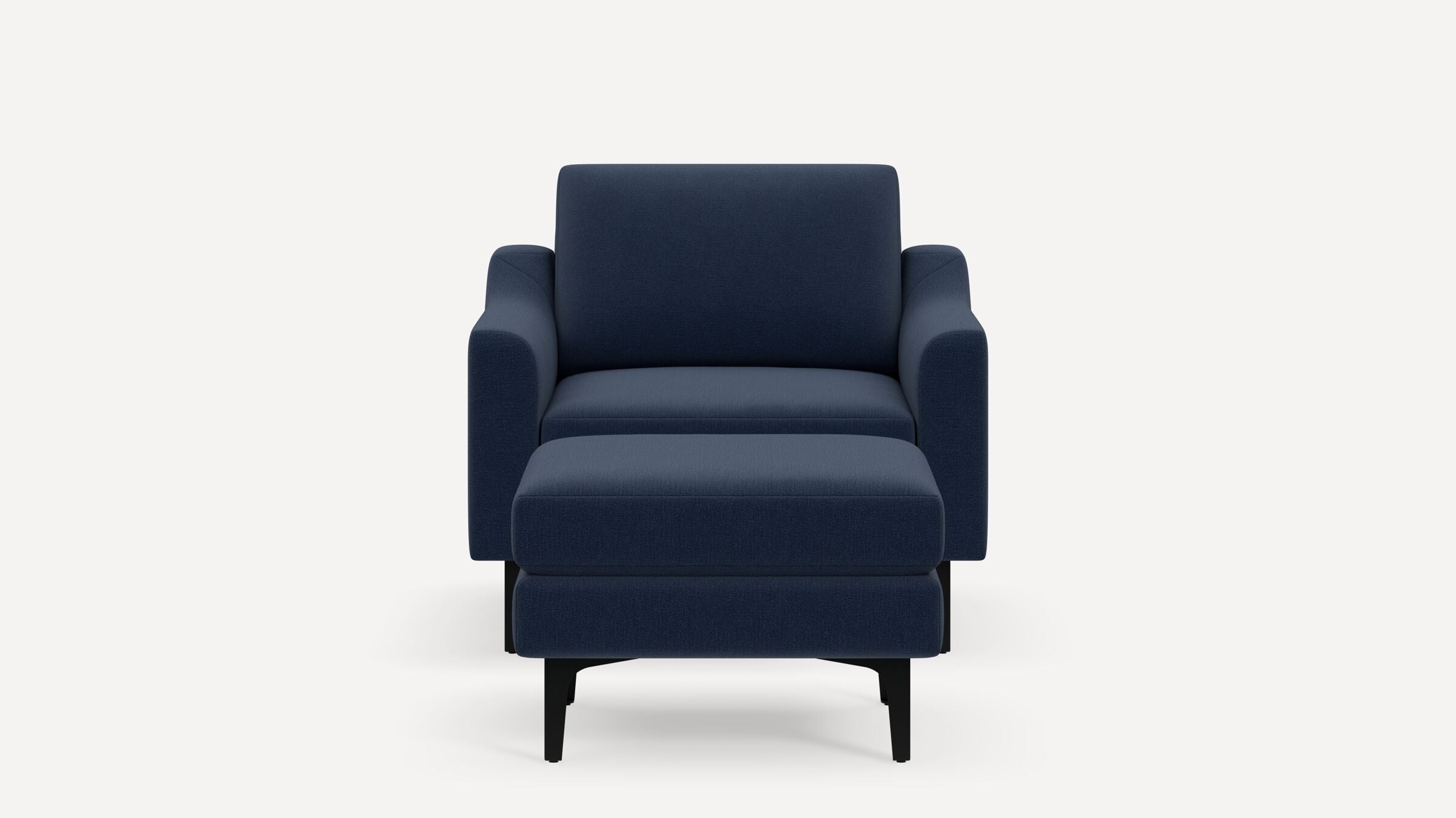 Nomad Armchair with Ottoman - Navy Blue - Performance Flatweave / Black - Metal / Slope - Image 0