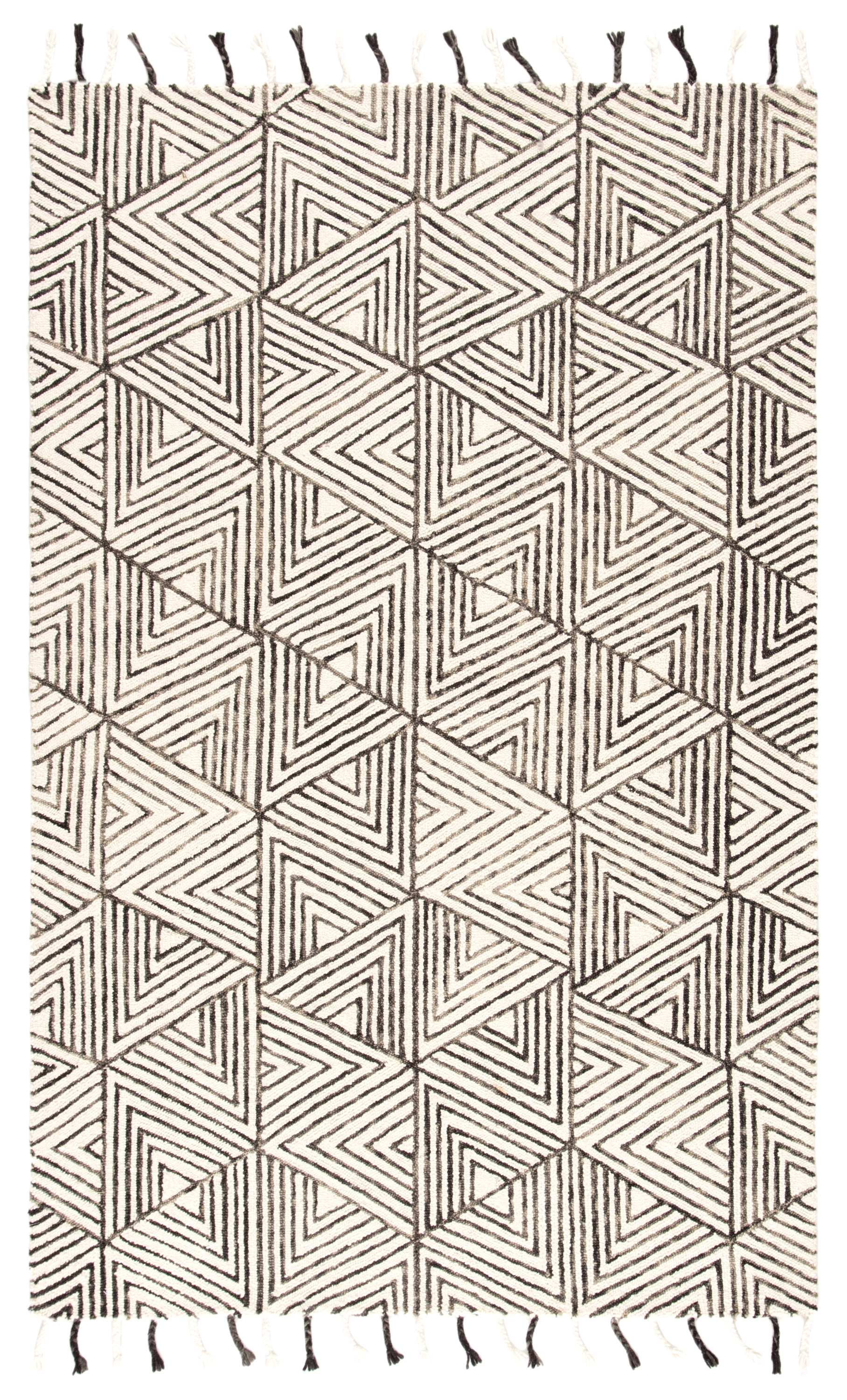 Nikki Chu by Montblanc Handmade Geometric Ivory/ Gray Area Rug (8'X10') - Image 0