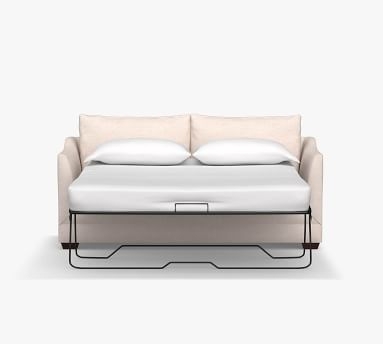 Celeste Upholstered Sleeper Sofa, Memory Foam Cushions, Twill White - Image 1