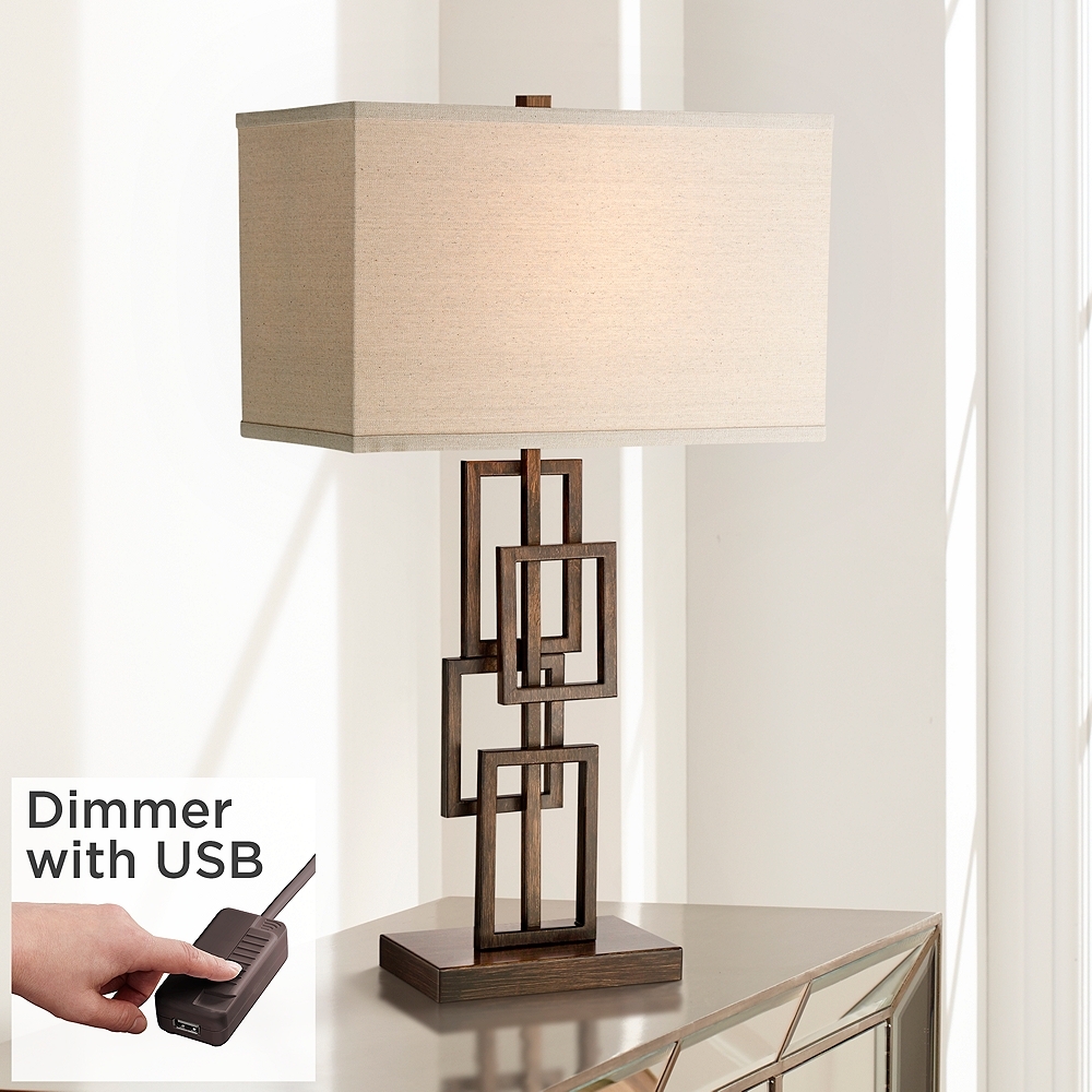 360 Lighting Kory 26 1/2" Stacked Rectangles Lamp with USB Cord Dimmer - Image 0