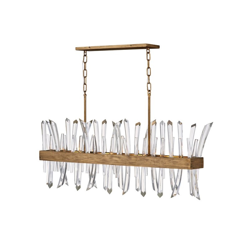 Fredrick Ramond 4 - Light Unique Rectangle Chandelier with Crystal Accents Finish: Burnished Gold - Image 0