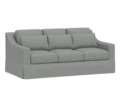 York Slope Arm Slipcovered Deep Seat Sofa 81" 3-Seater, Down Blend Wrapped Cushions, Performance Brushed Basketweave Chambray - Image 0