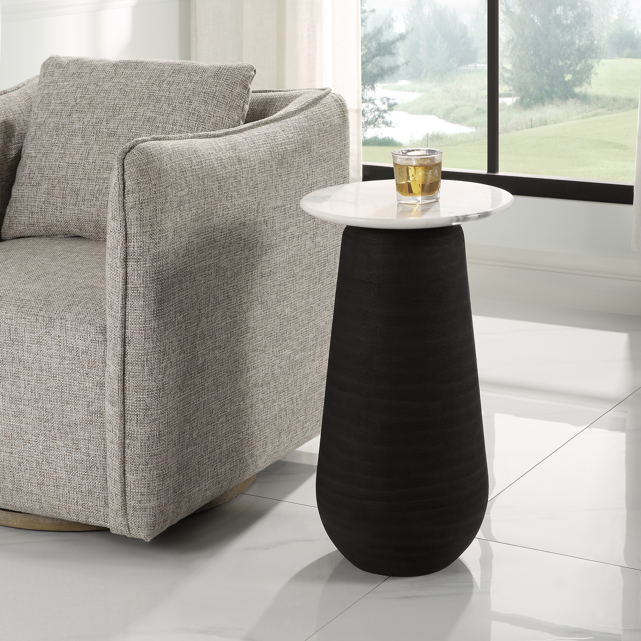 Total Eclipse Marble Accent Table - Image 1