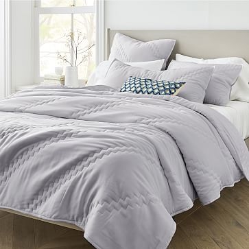 Tencel Stepped Quilt, Full/Queen, Stone White - Image 3