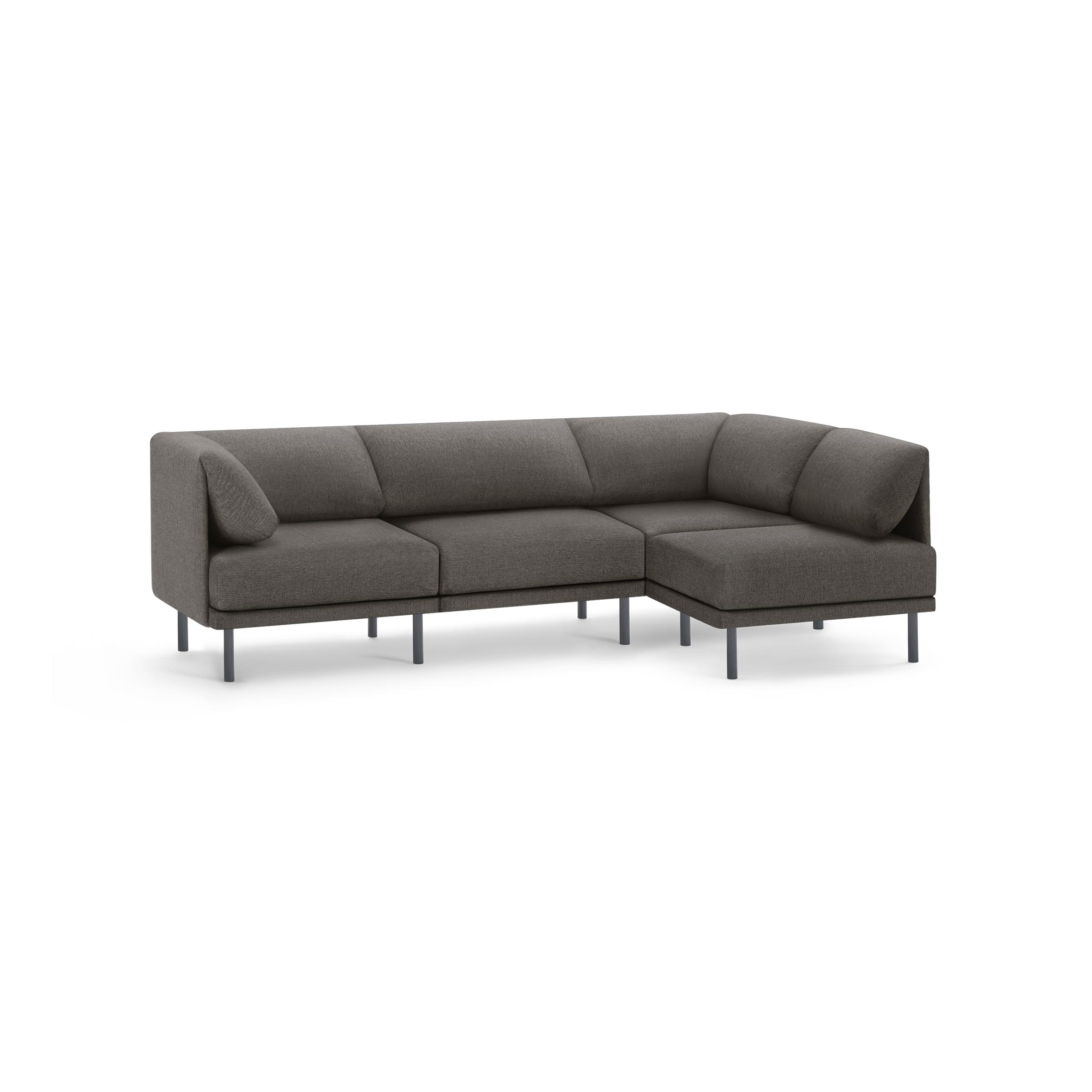 Range 4-Piece One Arm Sectional in Heather Charcoal - Image 0