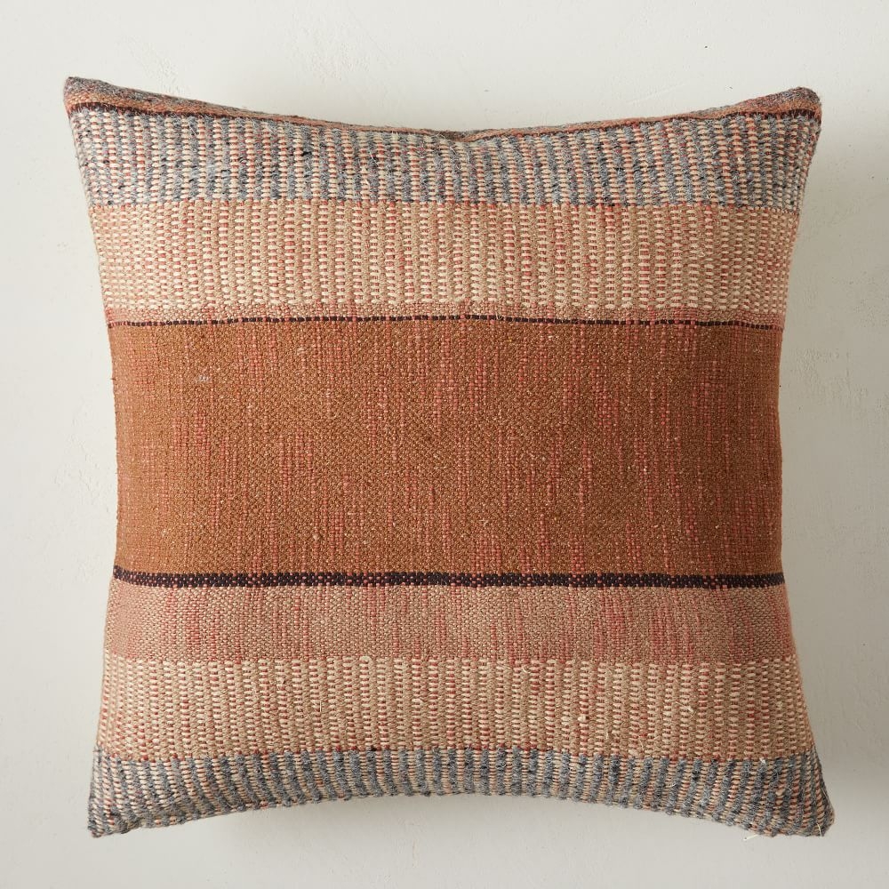 Bold Center Mixed Stripe Pillow Cover, 20"x20", Terracotta - Image 0
