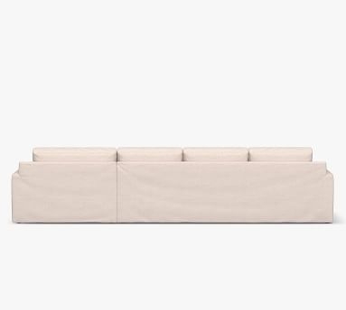Big Sur Square Arm Slipcovered Deep Seat Right Arm Grand Sofa with Double Chaise Sectional and Bench Cushion, Down Blend Wrapped Cushions, Park Weave Ash - Image 4