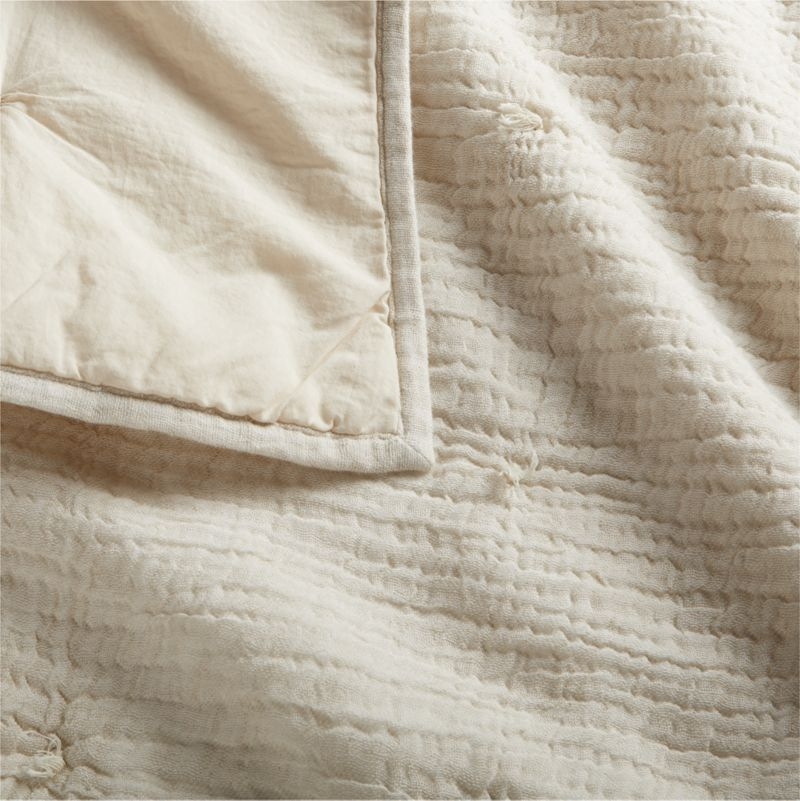 Aire Crinkle Stone Tan Organic Cotton Baby Crib Quilt - Image 3