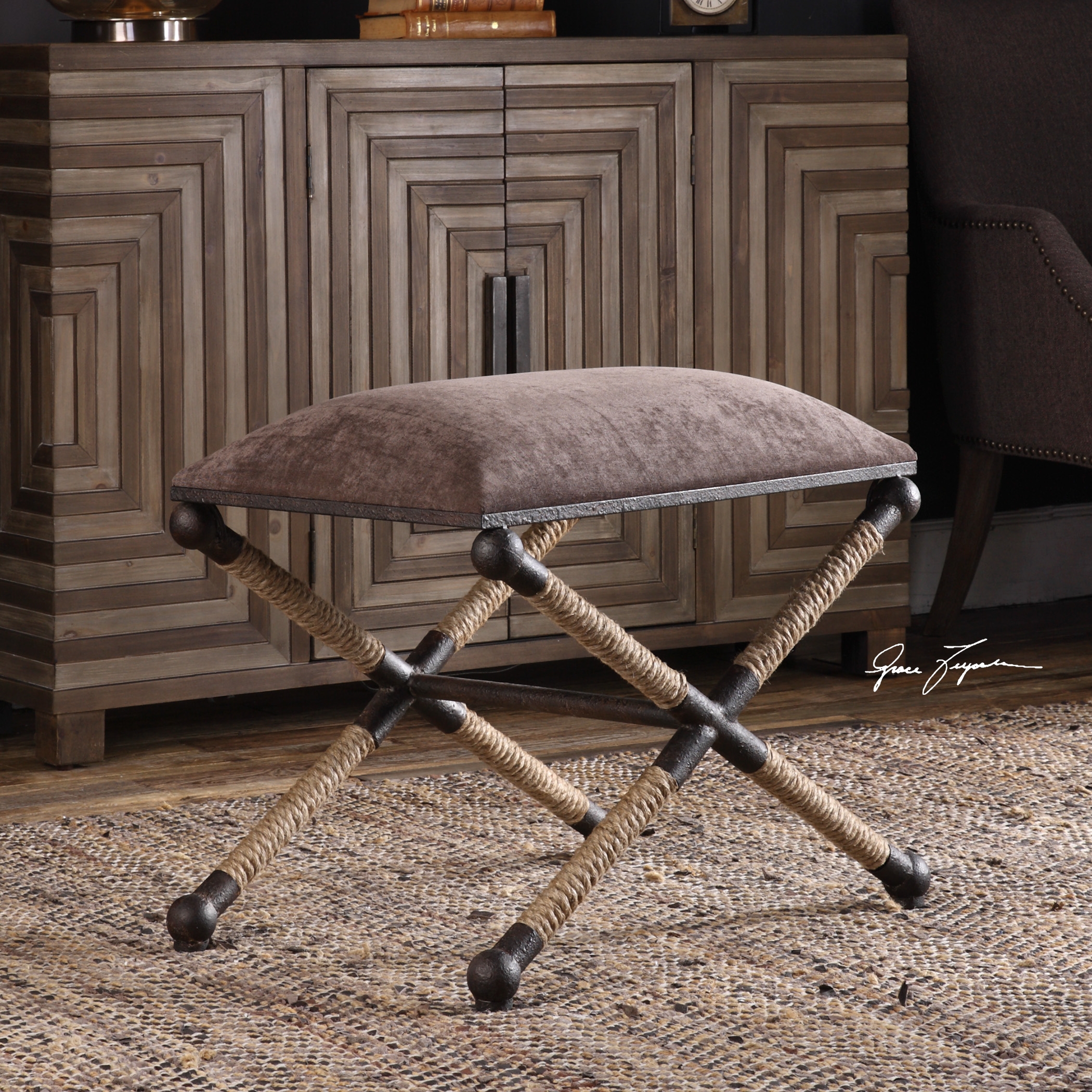 Evert Taupe Brown Accent Stool - Image 0