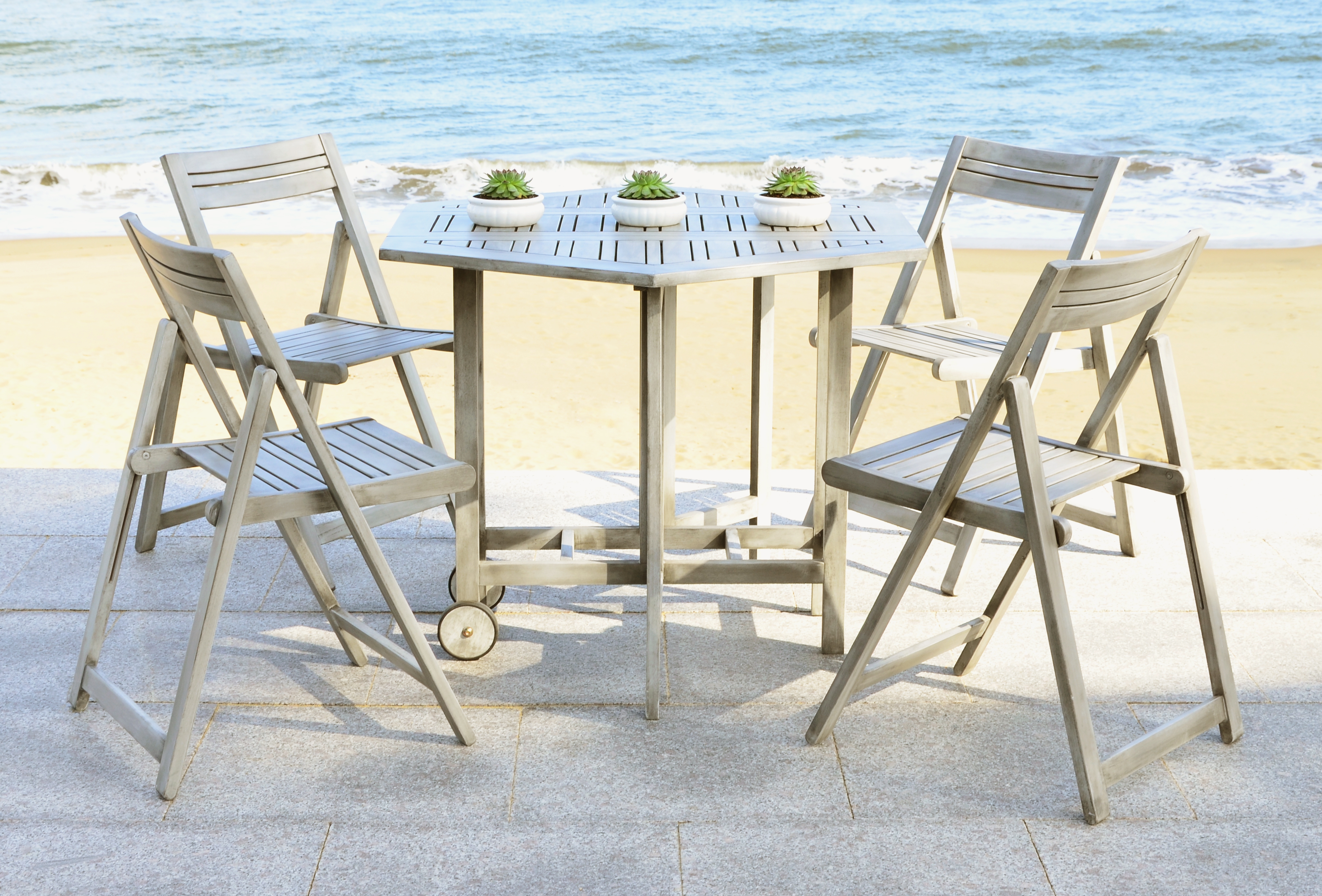 Kerman 5 Piece Outdoor Set - Grey Wash - Safavieh - Image 4