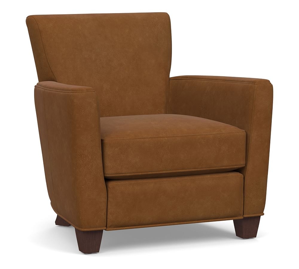 Irving Square Leather Power Tech Recliner, Polyester Wrapped Cushions, Nubuck Caramel - Image 0