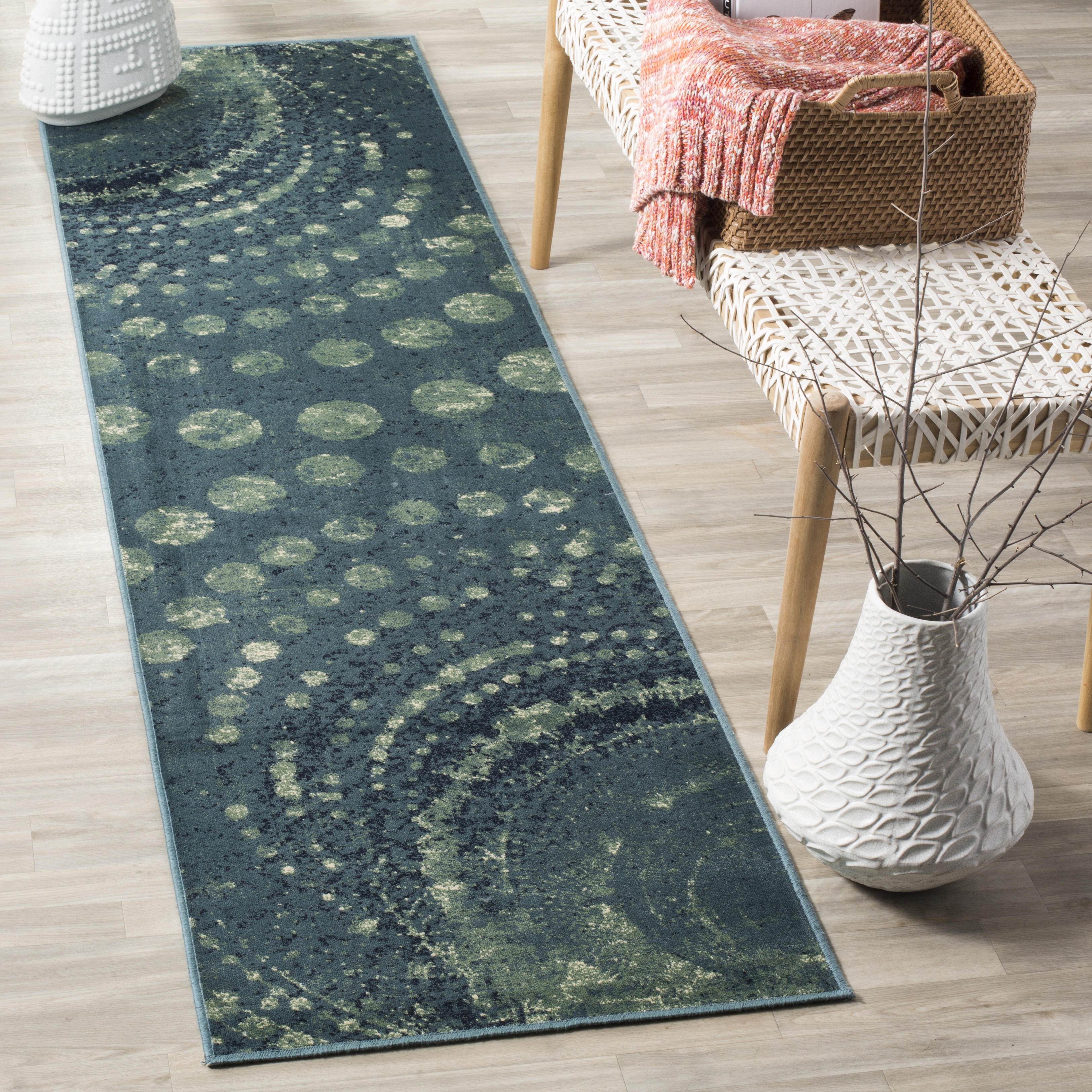 Arlo Home Woven Area Rug, CNV749-2224, Turquoise/Multi,  2' 2" X 8' - Image 1