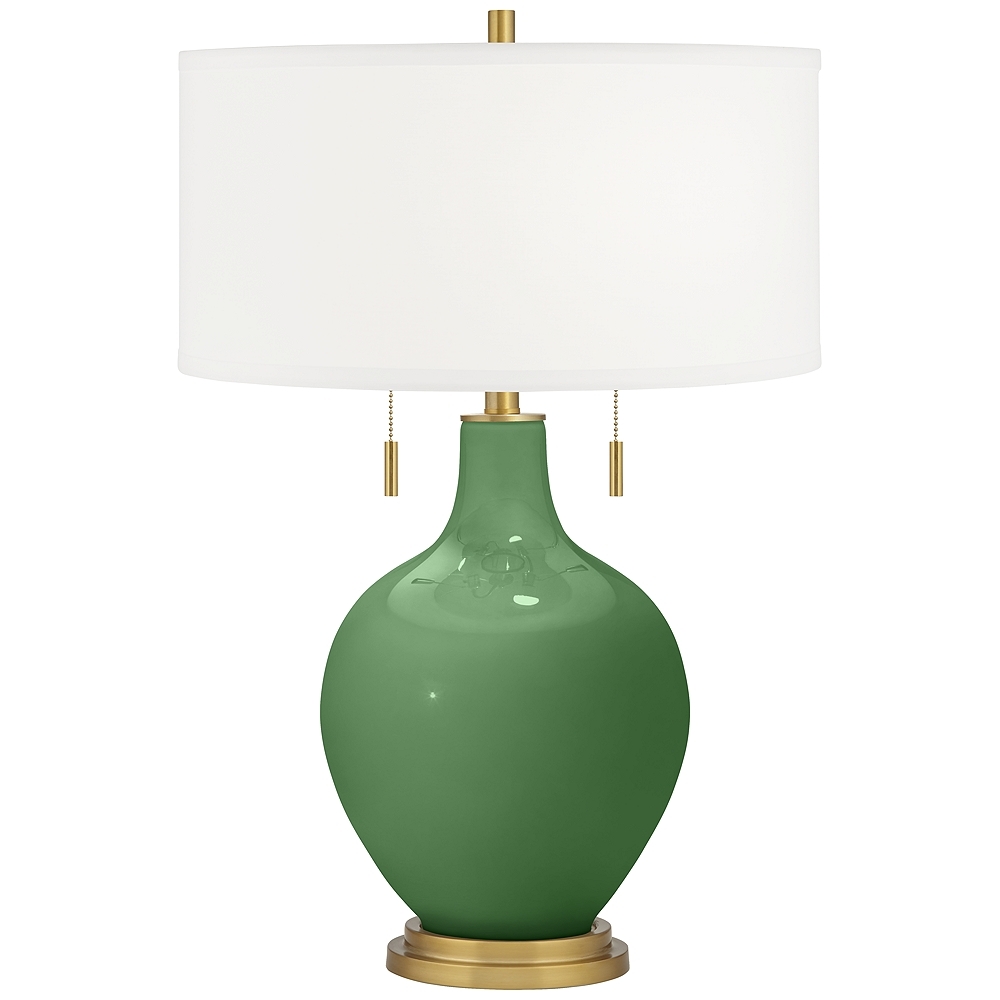 Color Plus Toby Brass 28" Garden Grove Green Glass Table Lamp - Image 0