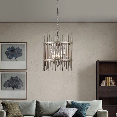 Connor 3 - Light Unique Drum Chandelier with Crystal Accents - Image 0