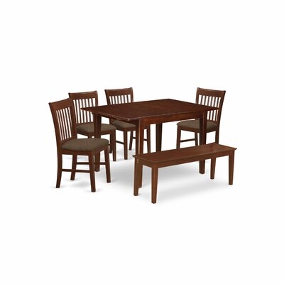 Agesilao 6 - Piece Butterfly Leaf Rubber Solid Wood Breakfast Nook Dining Set - Image 0