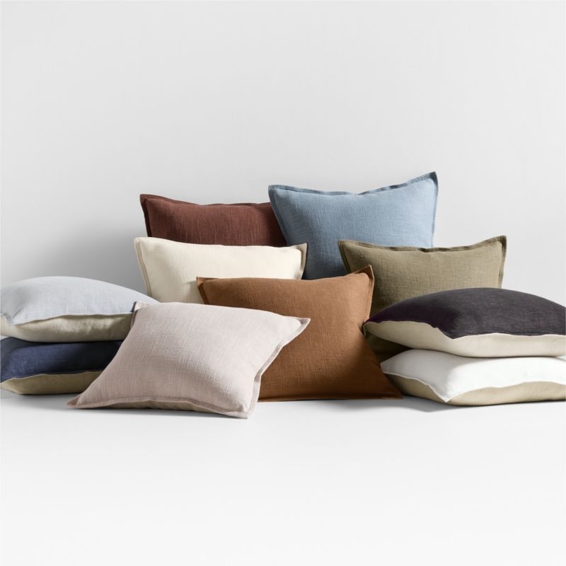 Maple Brown 20x20 Organic Laundered Linen Throw Pillow with Down-Alternative Insert - Image 4