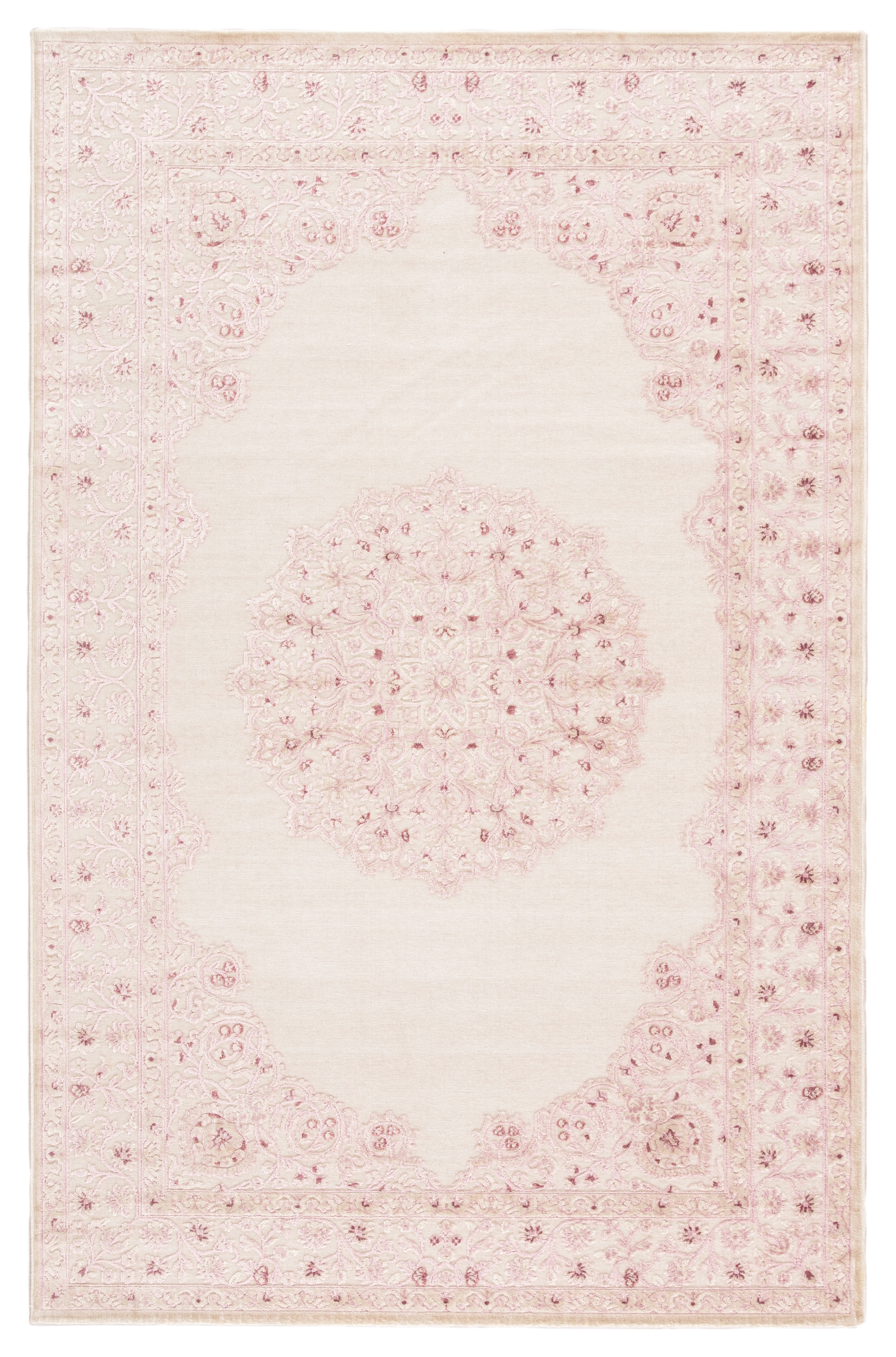 Malo Medallion Pink/ White Area Rug (7'6" X 9'6") - Image 0