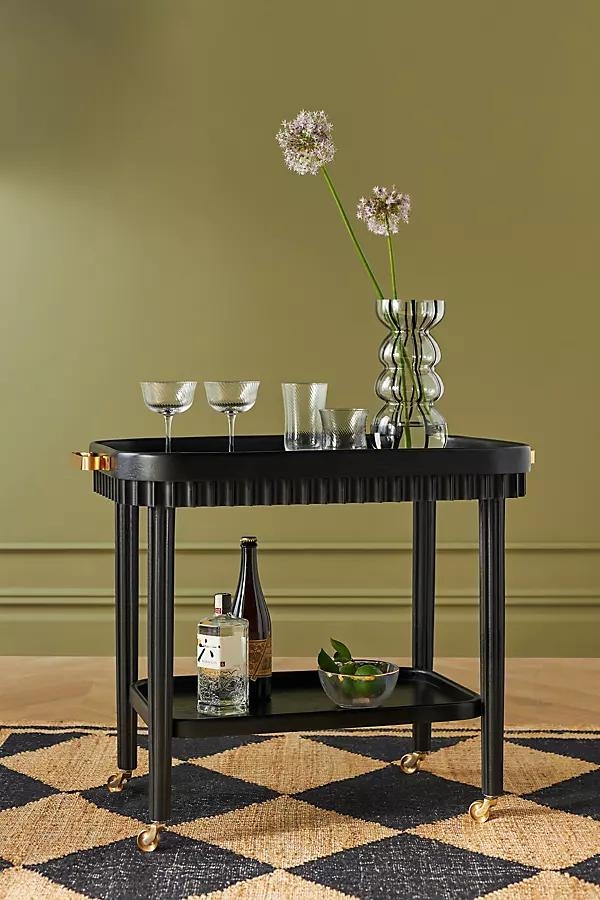 Norma Fluted Oak Bar Cart - Image 1