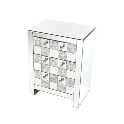 Nondalton 3 - Drawer Solid Wood Nightstand in Silver - Image 0