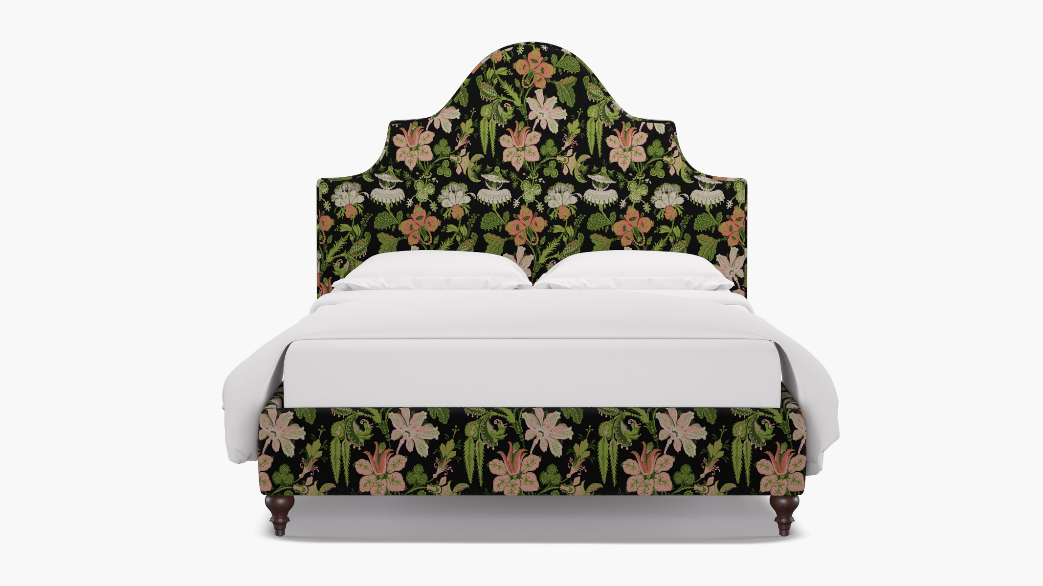 Statement Bed, Coral Onyx Rossetta, Espresso Traditional Turned Leg, Queen - Image 0