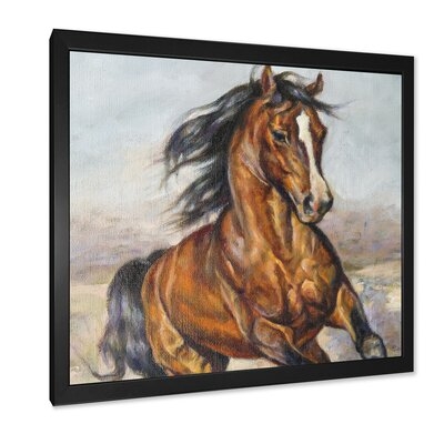 Portrait Of A Horse In The Race - Farmhouse Canvas Wall Art Print - Image 0