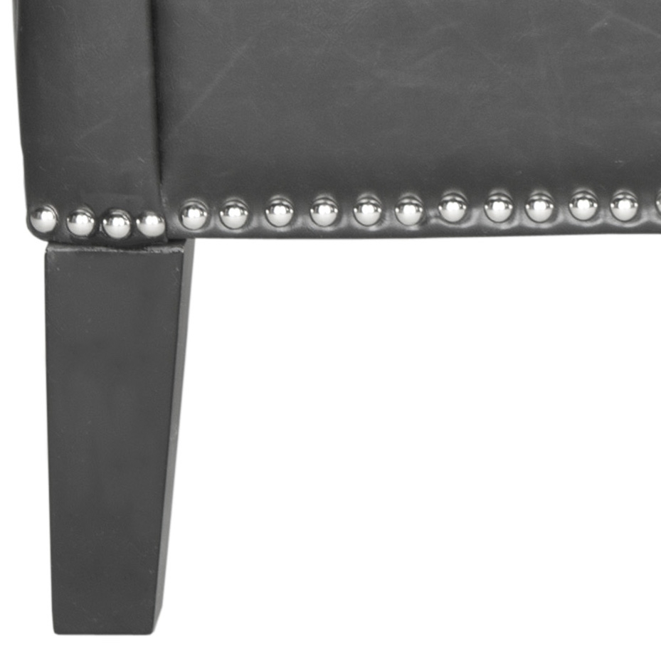 Mckinley Leather Club Chair - Silver Nail Heads - Antique Black/Black - Safavieh - Image 2
