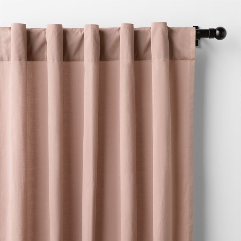 Plum Rose Organic Cotton Voile with Satin Border Sheer Window Curtain Panel 44"x84" - Image 1