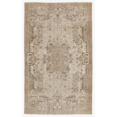 One-of-a-Kind Hand-Knotted 1960s Beige 5'10" x 9'6" Area Rug - Image 0