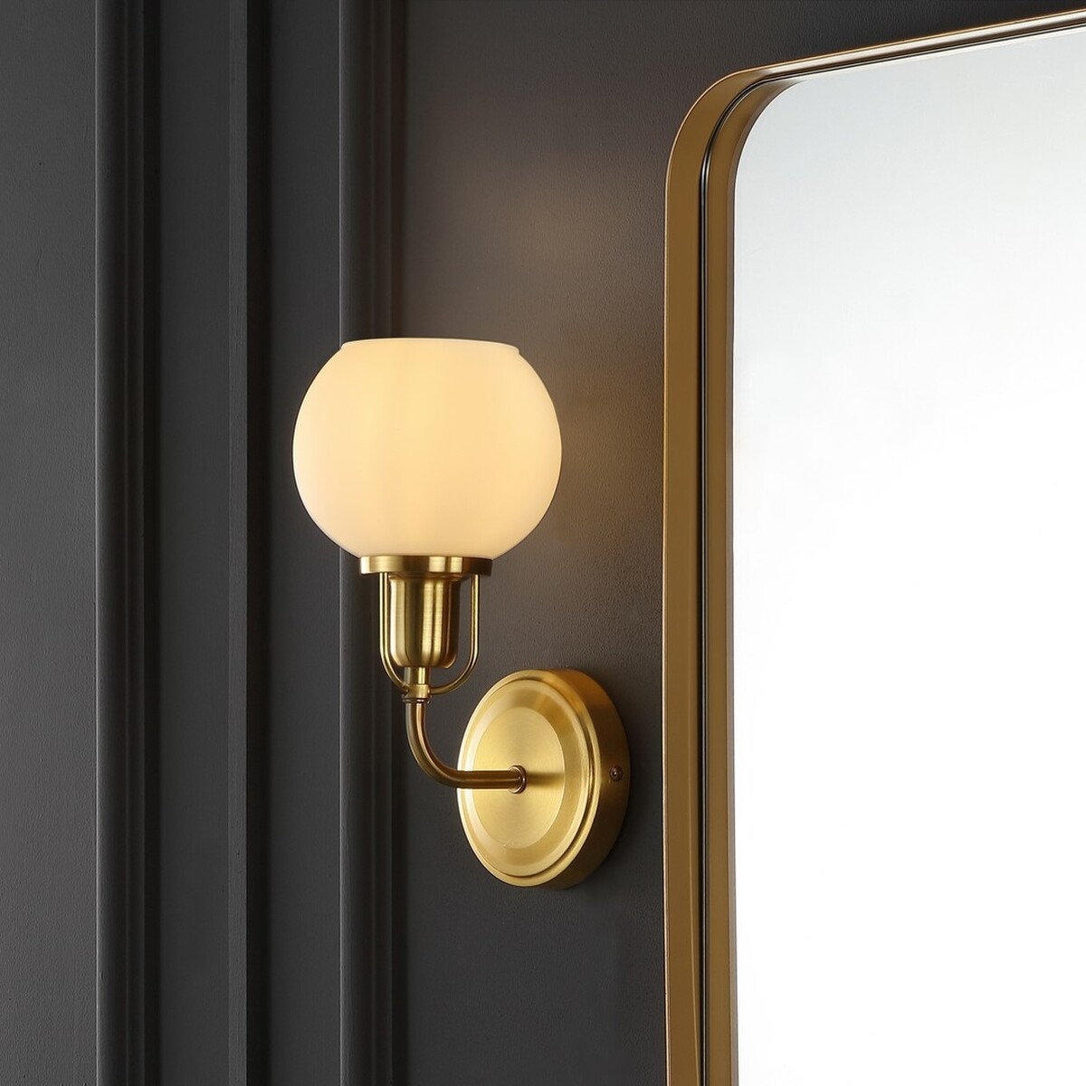 Huron 6.25" Wall Sconce - Brass / White - Safavieh - Image 1