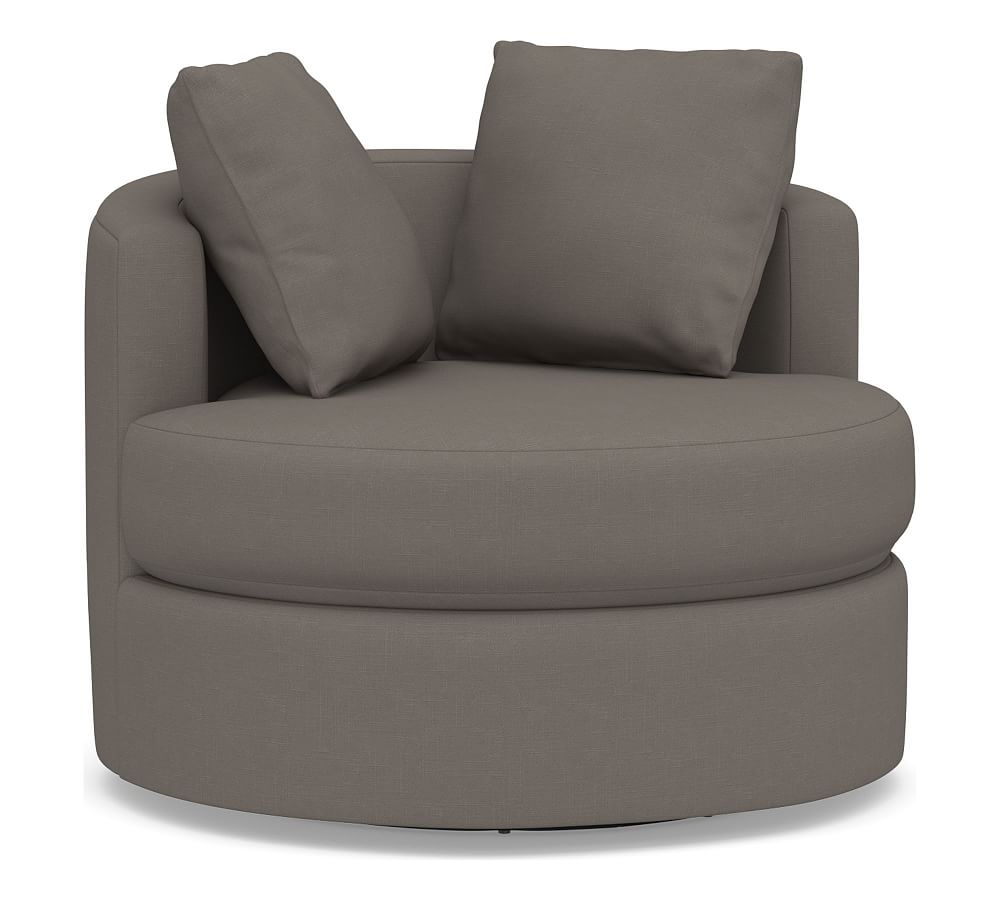 Balboa Upholstered Swivel Armchair, Polyester Wrapped Cushions, Performance Everydaylinen(TM) by Crypton(R) Home Graphite - Image 0