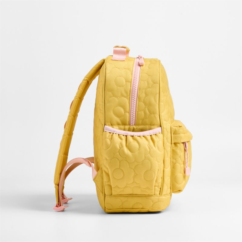 Dreamer Quilted Yellow Flower Medium Kids Backpack with Side Pockets - Image 5