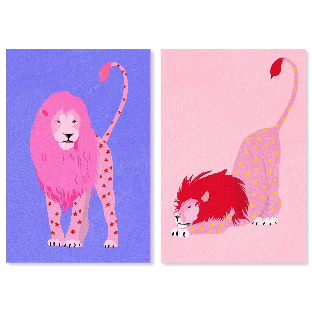 "Oliver Gal Pink King Set Modern Red - 2 Piece Wrapped Canvas Graphic Art Set" - Image 0