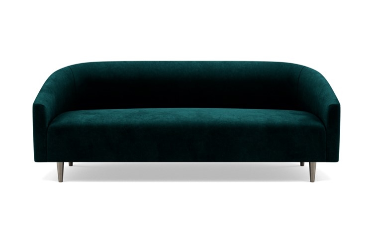 Tegan Sofa with Blue Peacock Fabric and Plated legs - Image 0