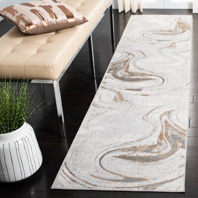 Abstract Grey / Gold Area Rug - Image 0