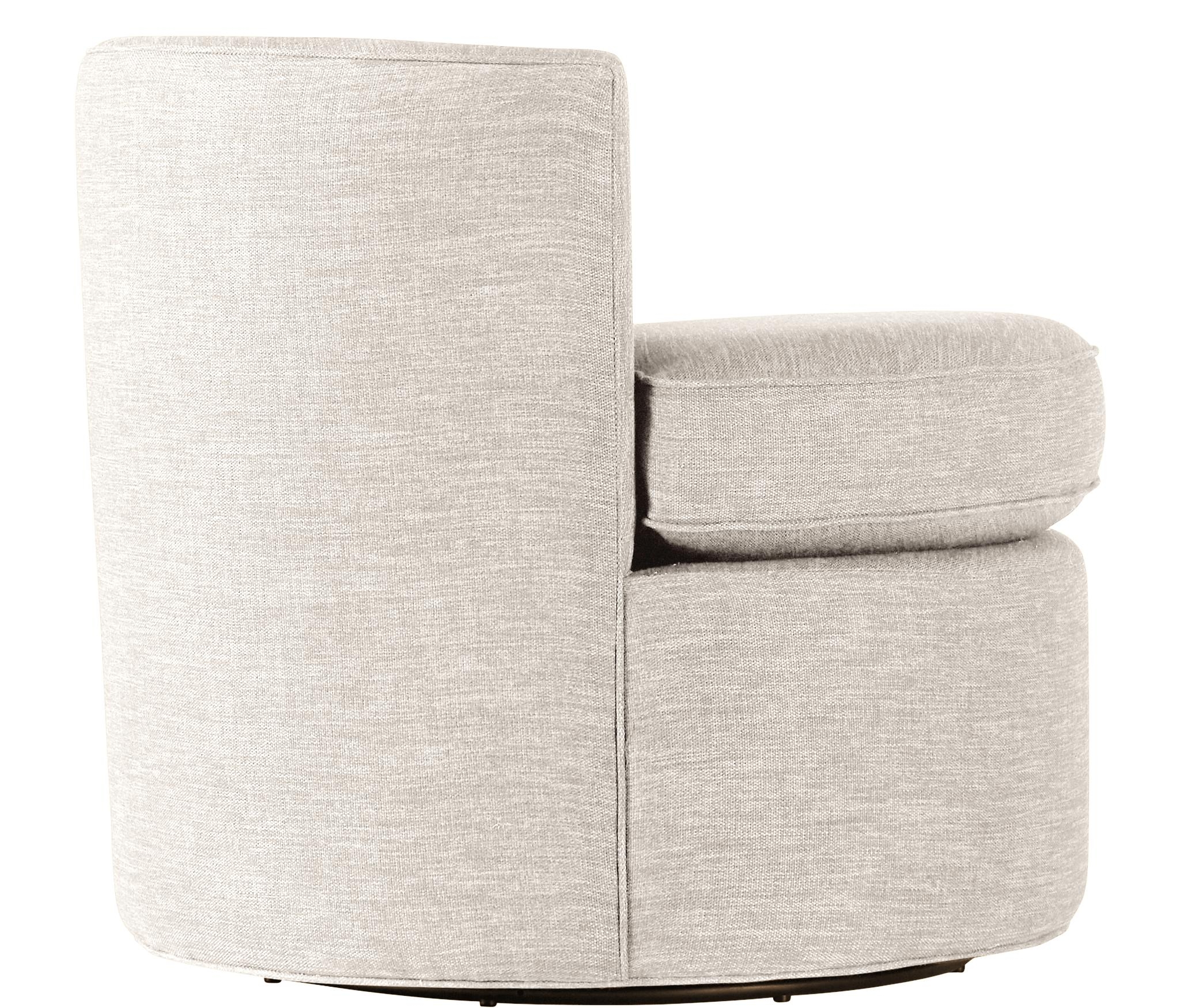 White Carly Mid Century Modern Swivel Chair - Tussah Snow - Image 2