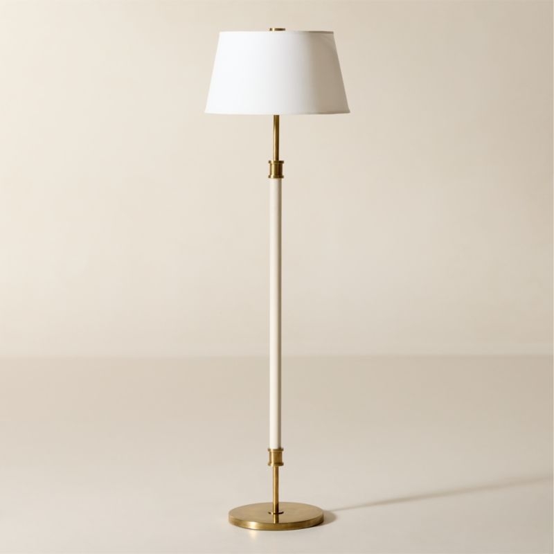 Viator Wrapped White Leather Floor Lamp - Image 3
