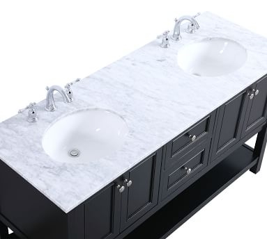 Taryn Double Sink Vanity, 4 Door, 2 Drawer, Black, 60" - Image 3