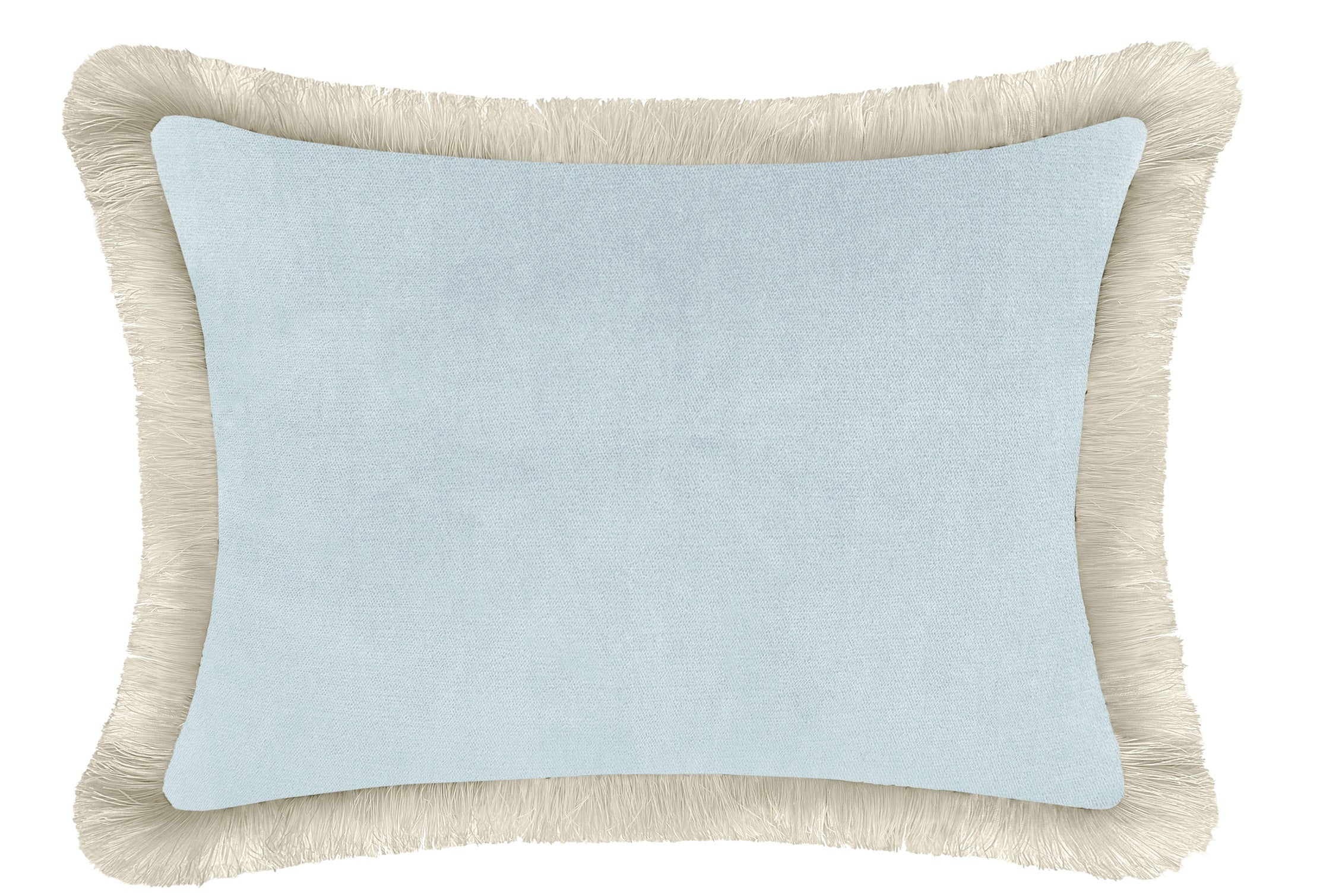 THE MINI :: SOCIETY VELVET + NATURAL FRINGE - SAMPLE 4" X 4" / Soft Blue - Image 0