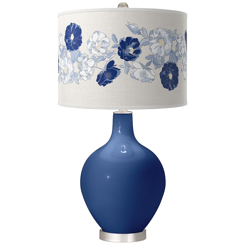 Color Plus Ovo 28 1/2" High Rose Bouquet Shade Monaco Blue Table Lamp - Image 0