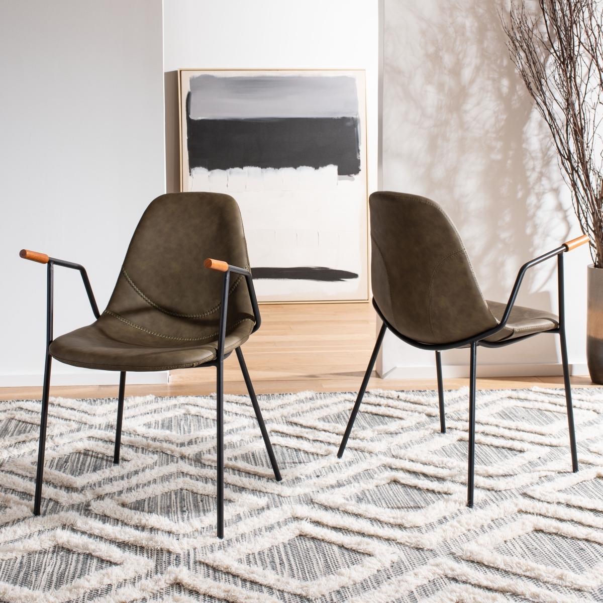 Tanner Midcentury Dining Chair - Olive / Black - Safavieh - Image 1