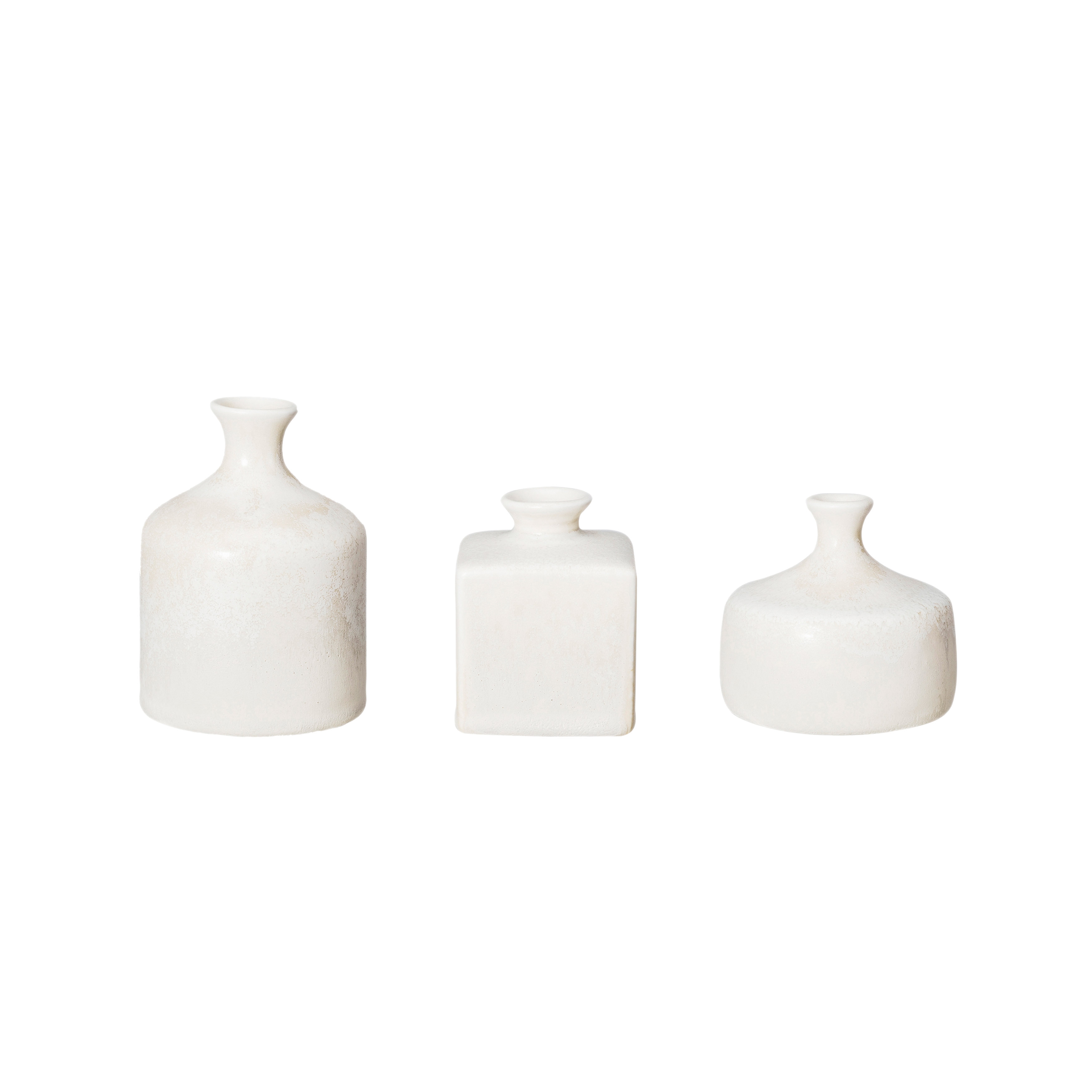 Vaious Stoneware Vases with Reactive Glaze, Cream, Set of 3 - Image 0